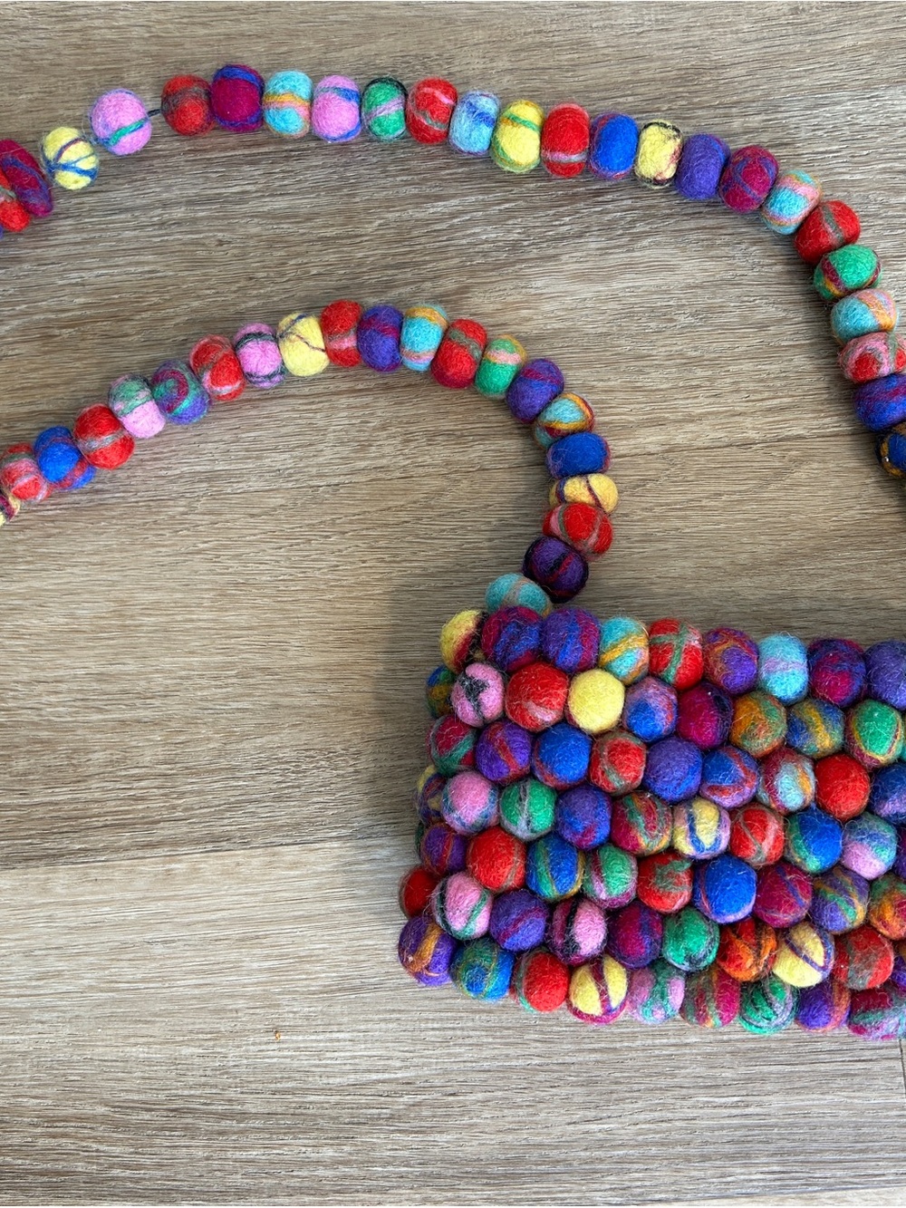 Vintage Rising Tide Multicolor Felt Bead Kids Crossbody Bag
